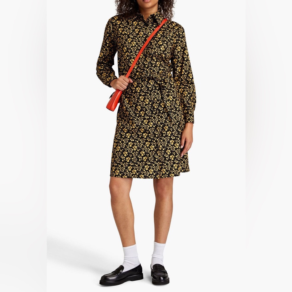 A.P.C. Floral-Print Cotton-Twill Pixie Shirt Dress sz 36/M